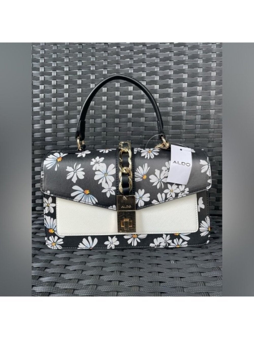 Aldo Bag,Aldo Crossbody Bag,Aldo Black and Gold Patterned Bag,Women’s Bag.